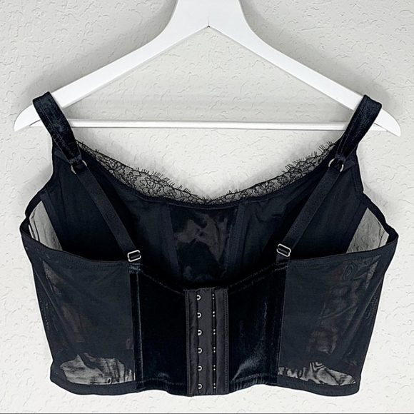 VS Unlined Lace Up Velvet Corset Top - Picture 5 of 7